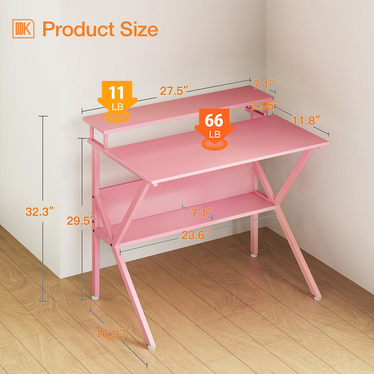 ODK small desk storage shelves keep essentials organized on a slim frame
