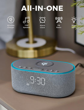 Odokee 10W stereo Bluetooth speaker detail delivering clear bedside sound.