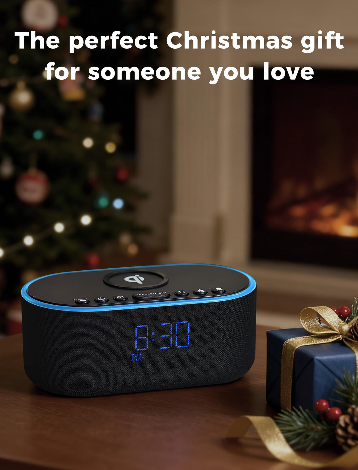 Odokee bedside nightstand setup with wireless charging and clock
