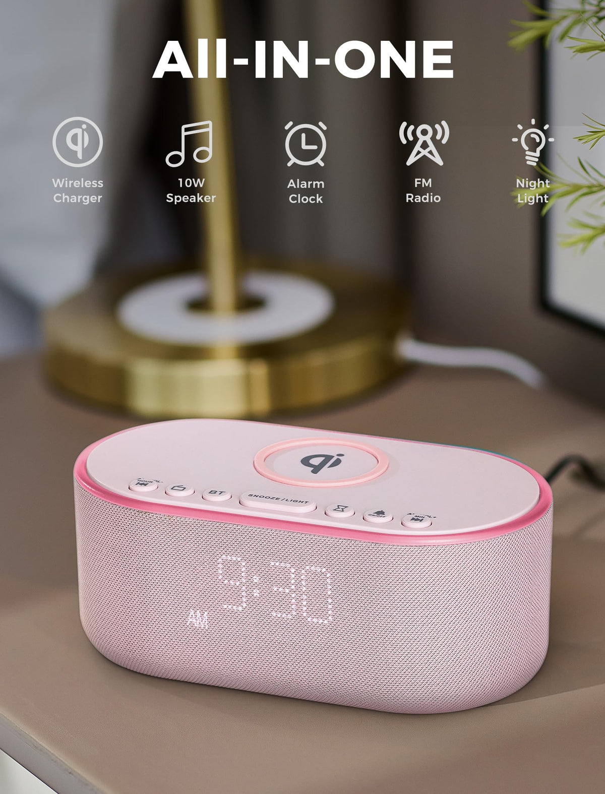 Odokee Bluetooth speaker clock delivering rich stereo sound at your bedside