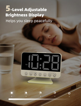 Odokee alarm clock includes battery backup to keep alarms during outages.