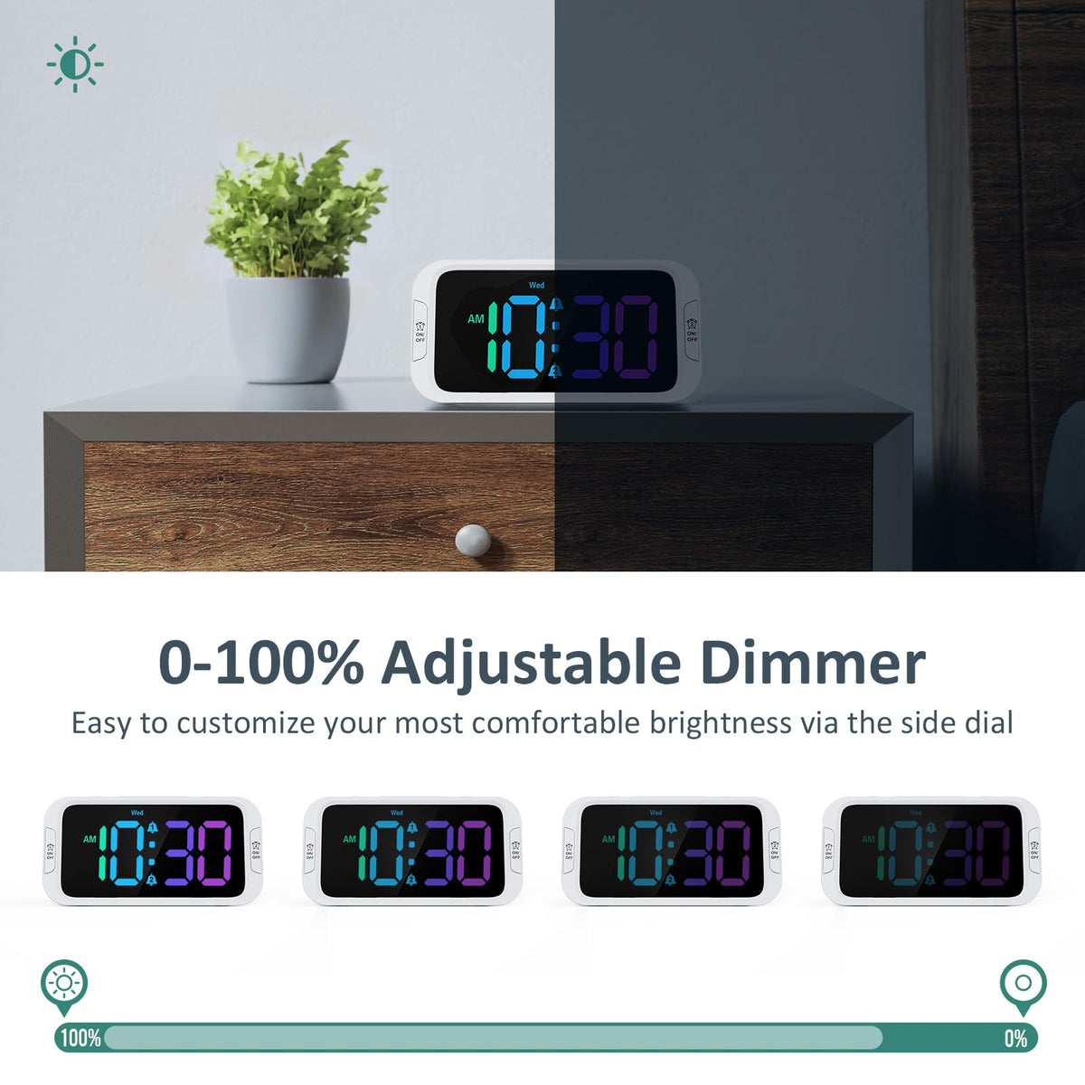 Odokee large display on a clock highlighting easy readability from across the room
