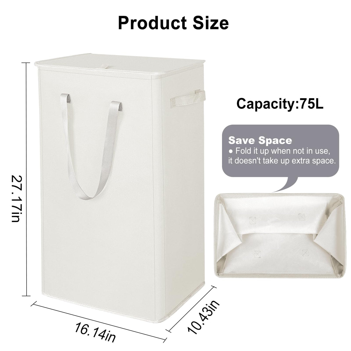 Odonata tall collapsible basket with handles fits dorm rooms and narrow spaces.