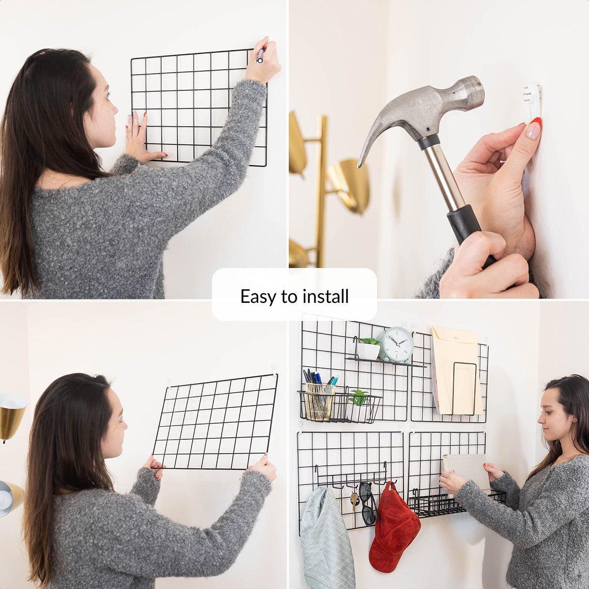 Odoxia display shelf on grid panel for decor and organization
