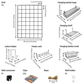 Odoxia large basket on grid panel for magazines and tools