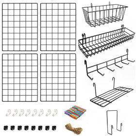 Odoxia grid wall panel setup for flexible home and office organization