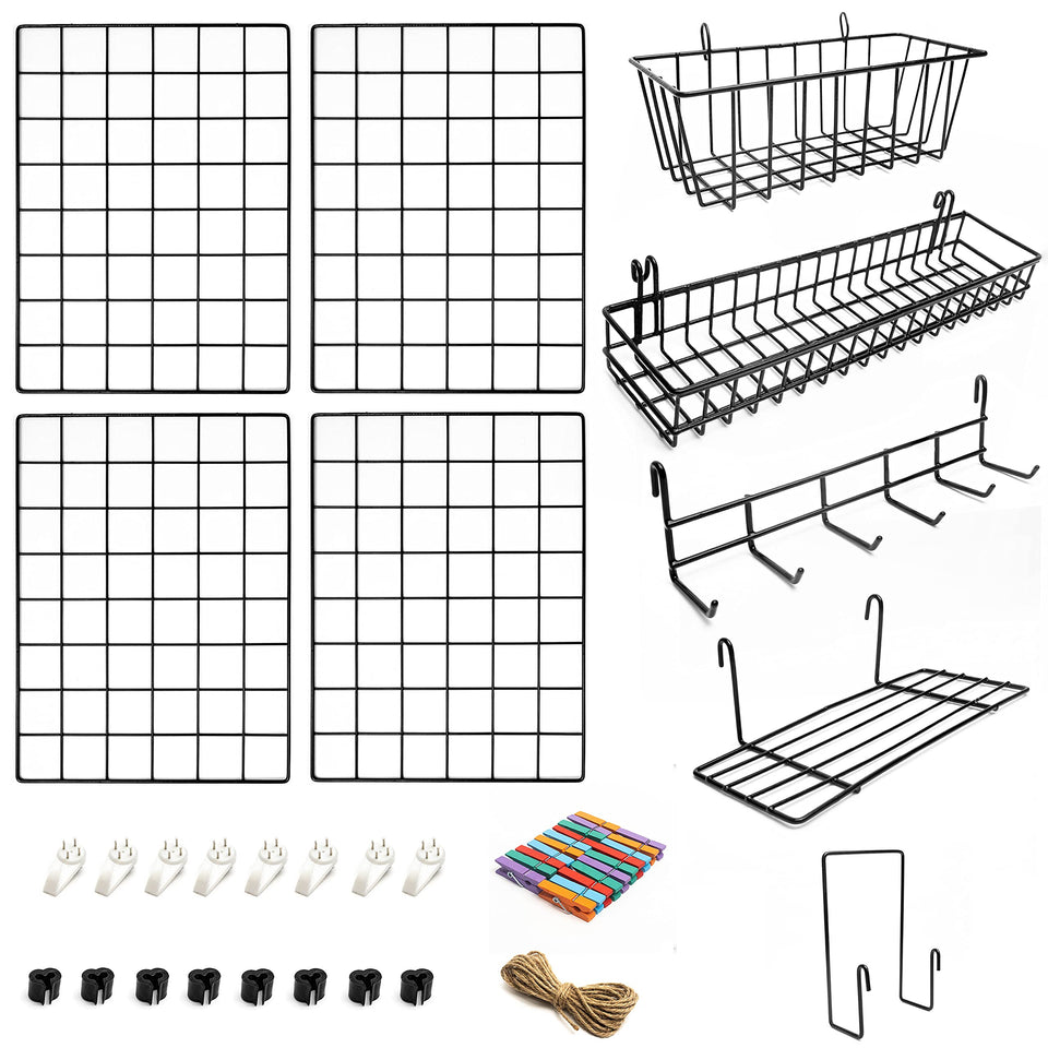 Odoxia grid wall panel setup for flexible home and office organization