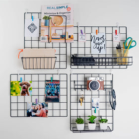Odoxia small basket paired with grid panel for tidy desk essentials