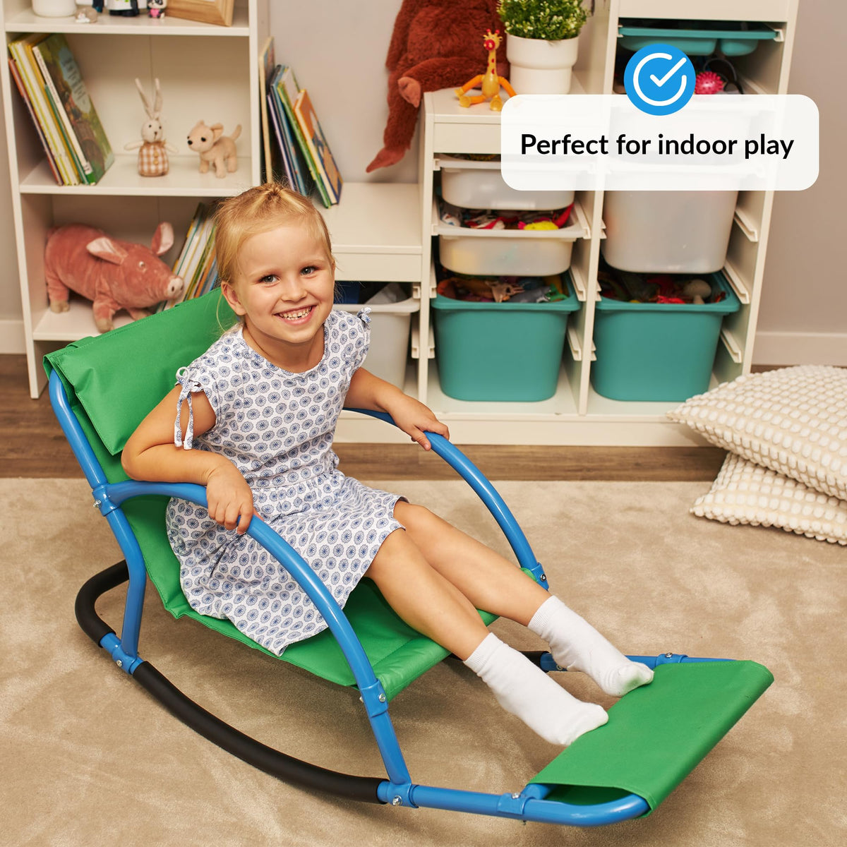 ODOXIA Kids Sensory Rocking Chair side view with calming movement.