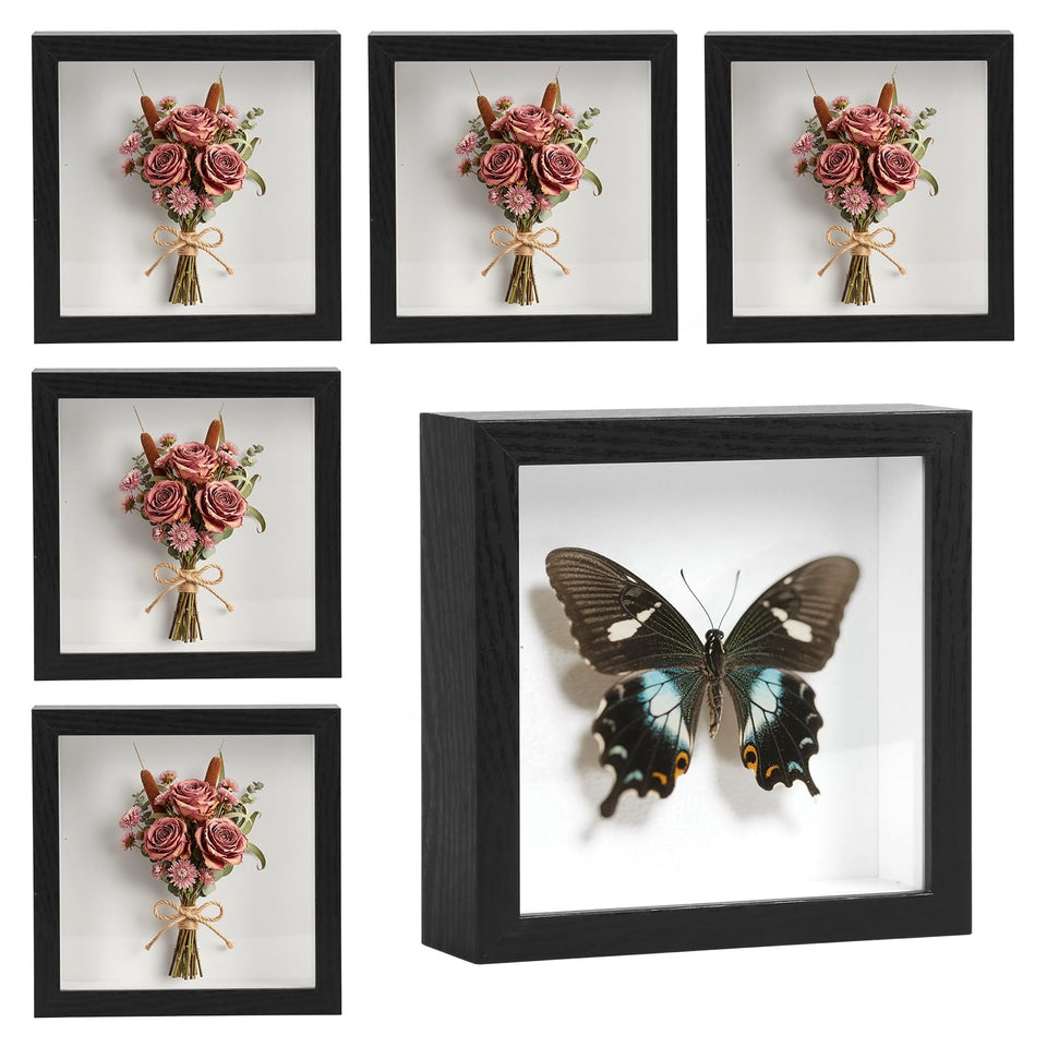 ODPF Shadow Box Frame Black front view showing crystal-clear protective front for keepsakes