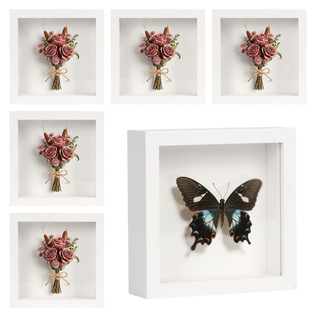 ODPF ShadowBox 6-pack white 5x5 frame ideal for keepsakes and memory display.