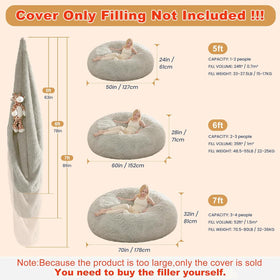 ODreamyDogs 5ft round bean bag cover offers spacious, cozy seating for all ages