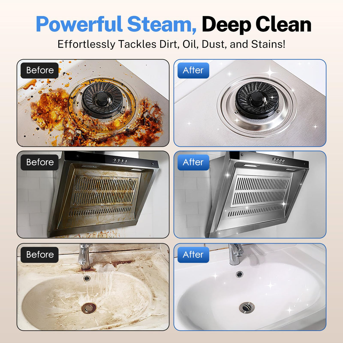 ODSD steam cleaner long reach hose and cord enable cleaning high and tight spaces