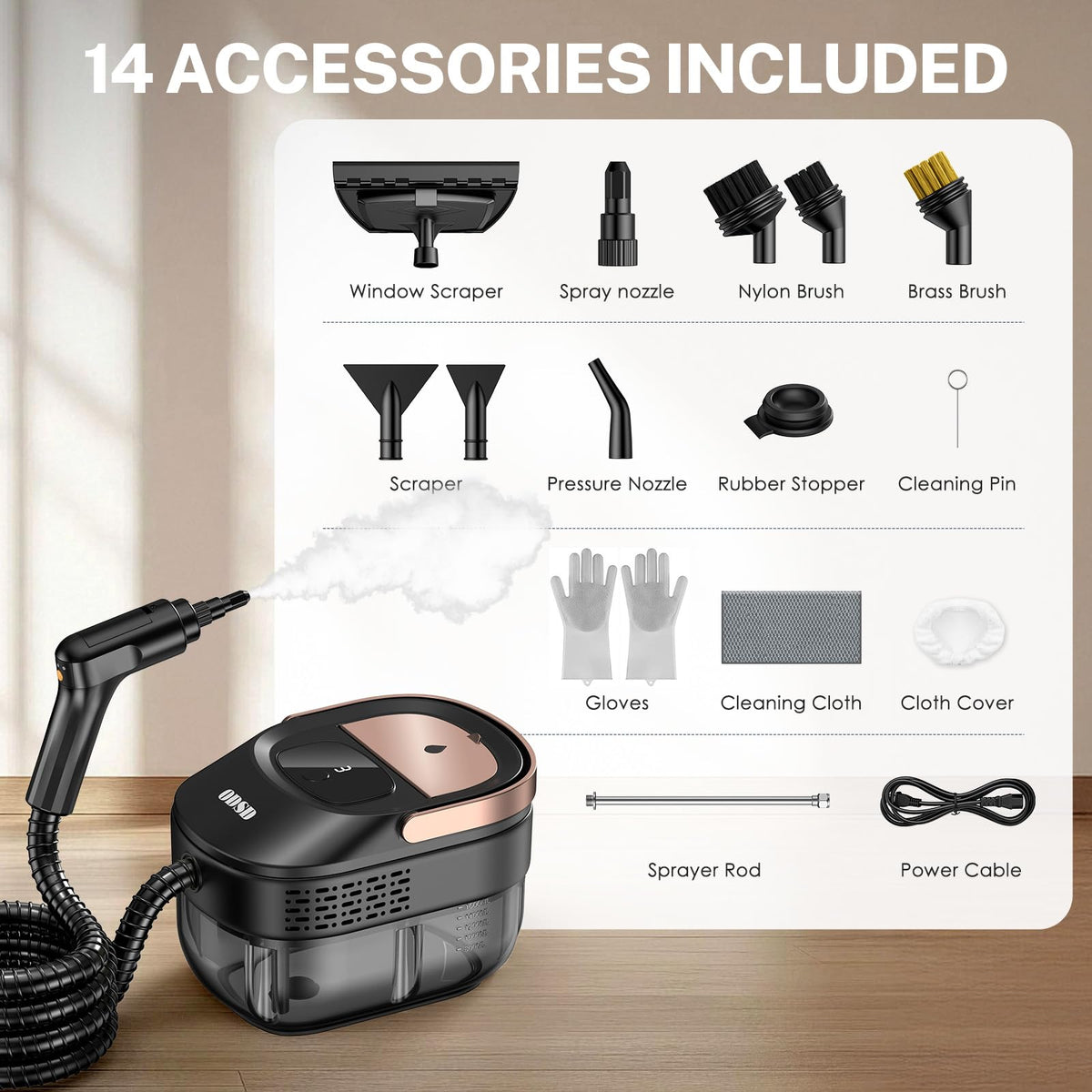 ODSD steam cleaner compact storage design for tidy spaces