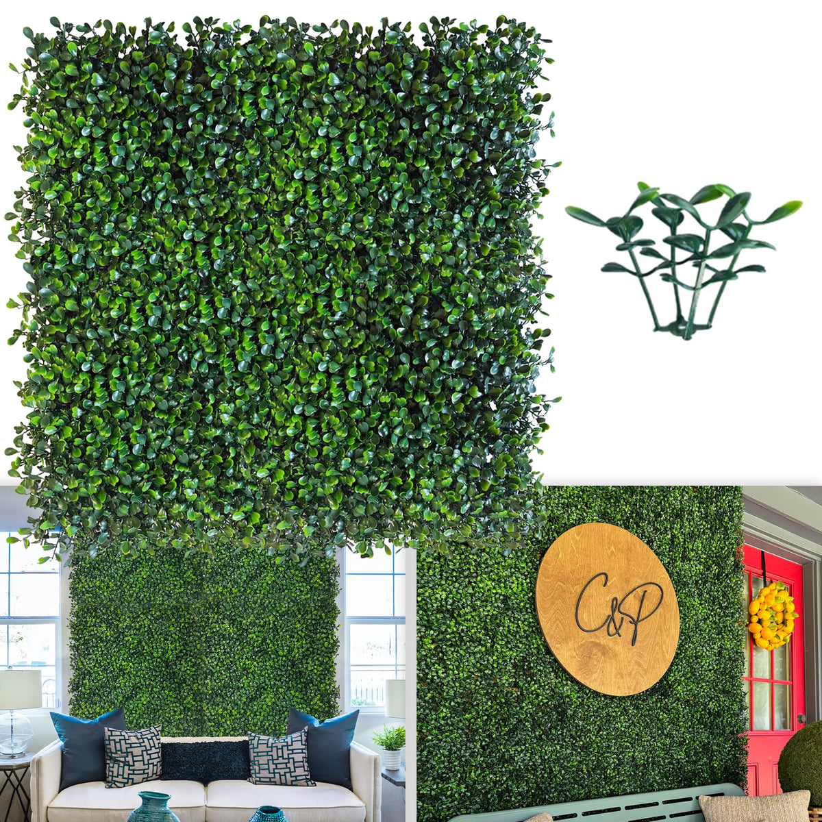 ODTORY artificial grass wall panel close-up of dense leaves for privacy and decor