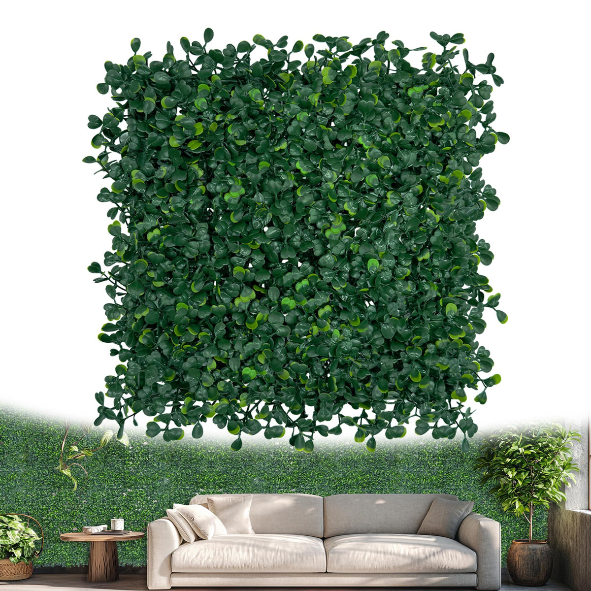 ODTORY artificial greenery grass wall panel close-up, rich texture for indoor outdoor decor.
