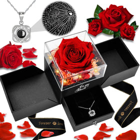 OEAGO Forever Real Rose gift box shows a preserved bloom in a ready-to-gift presentation.