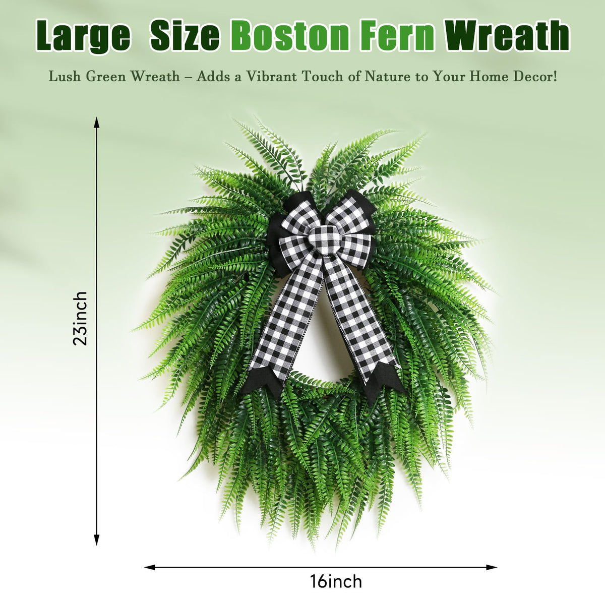 OEOPIUR spring-summer greenery wreath showcases vibrant Boston Fern leaves for welcoming décor