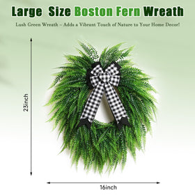 OEOPIUR spring-summer greenery wreath showcases vibrant Boston Fern leaves for welcoming décor