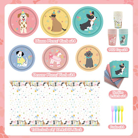 Oevbexos dog birthday 7-inch plates with cute puppy motifs for kids