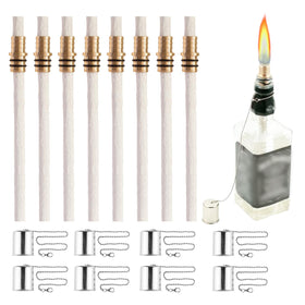 OEXEO wine bottle torch kit with 8 wicks provides ambient outdoor lighting and easy assembly.