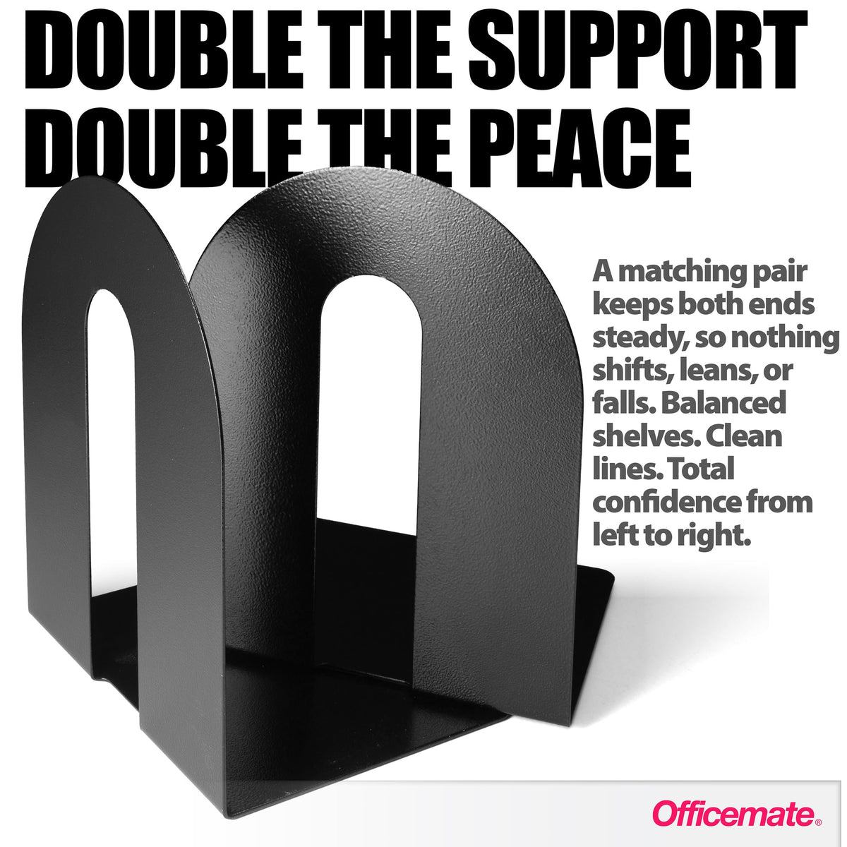 Officemate steel ribbed construction provides sturdy support for heavy volumes