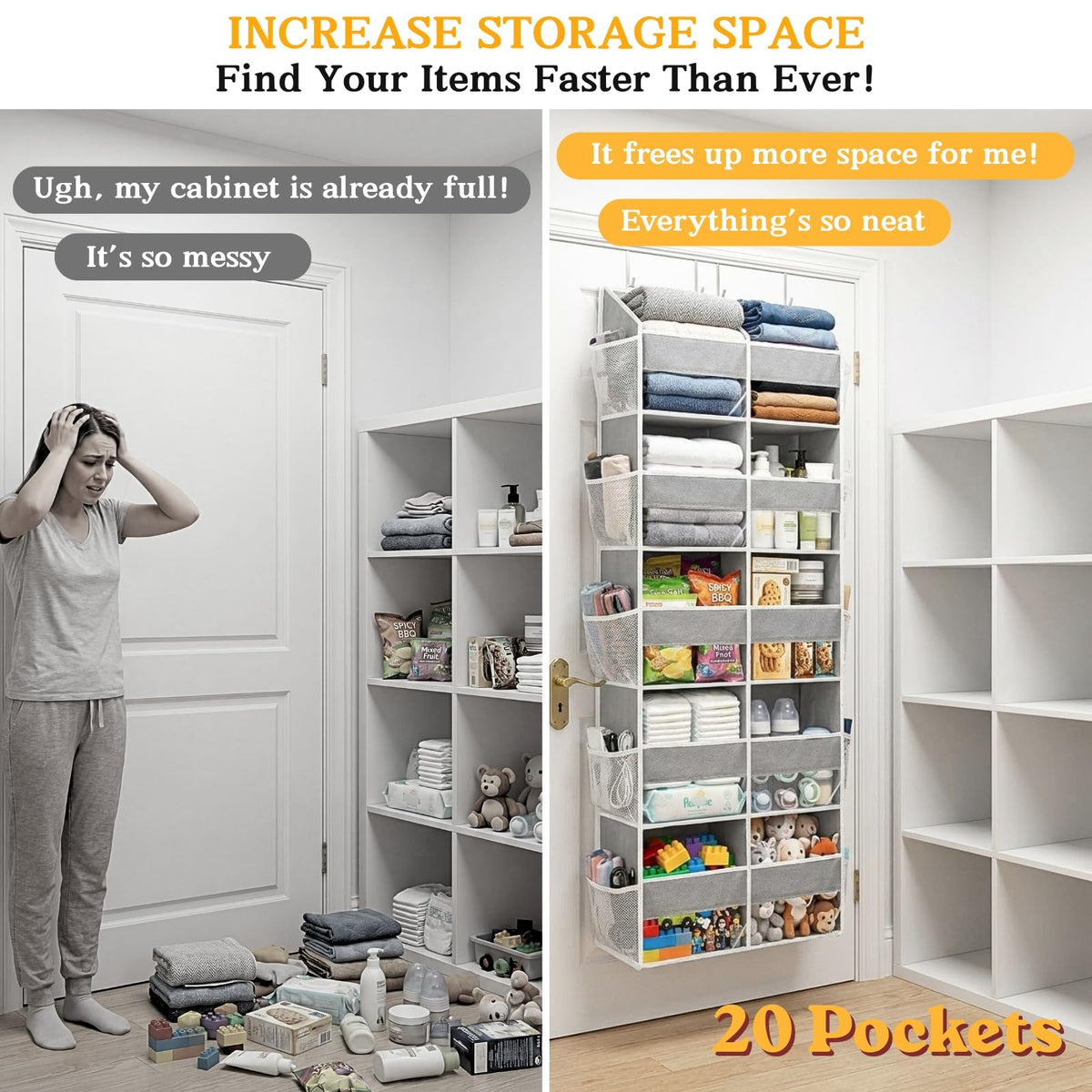 Ofiray-Home 80lb capacity behind-door storage in a doorway-friendly layout.