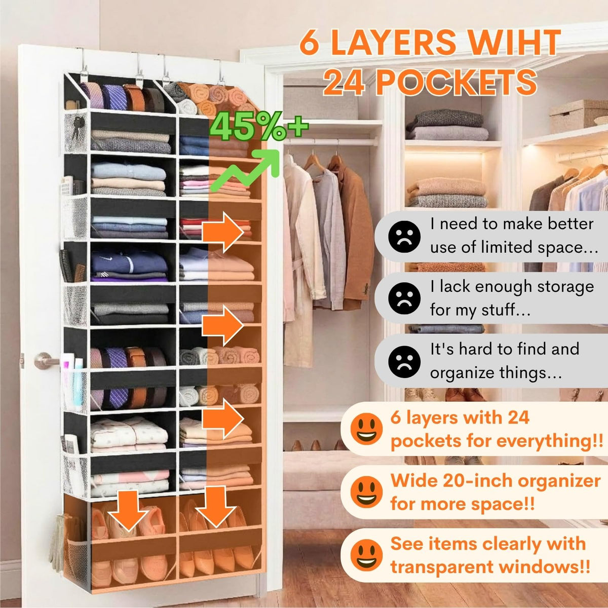 Ofiray-Home door organizer 12 compartments keeps small items organized and accessible.