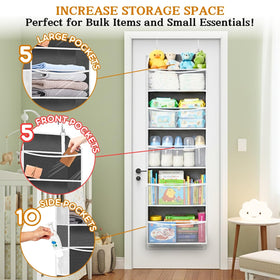 Ofiray-home over door organizer with five transparent front pockets for quick access.