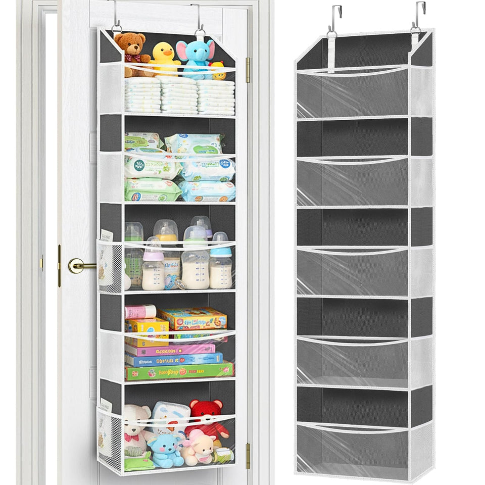Ofiray-home over door organizer with five large pockets for roomy toy and towel storage.