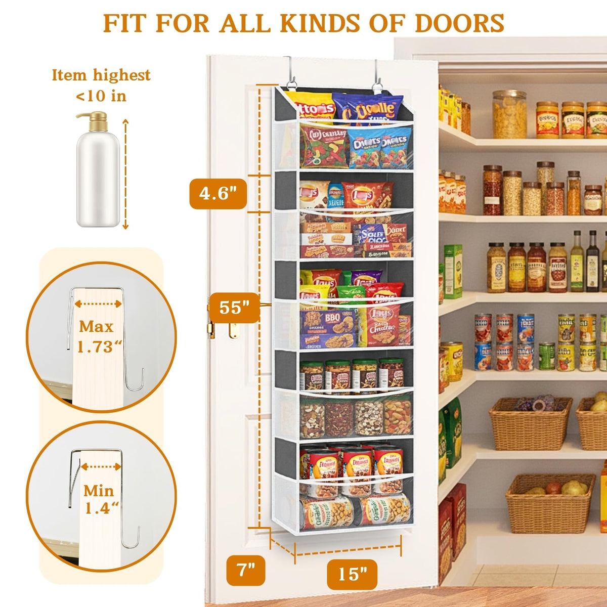 Ofiray-home over door organizer features a reinforced structure for durable loading.
