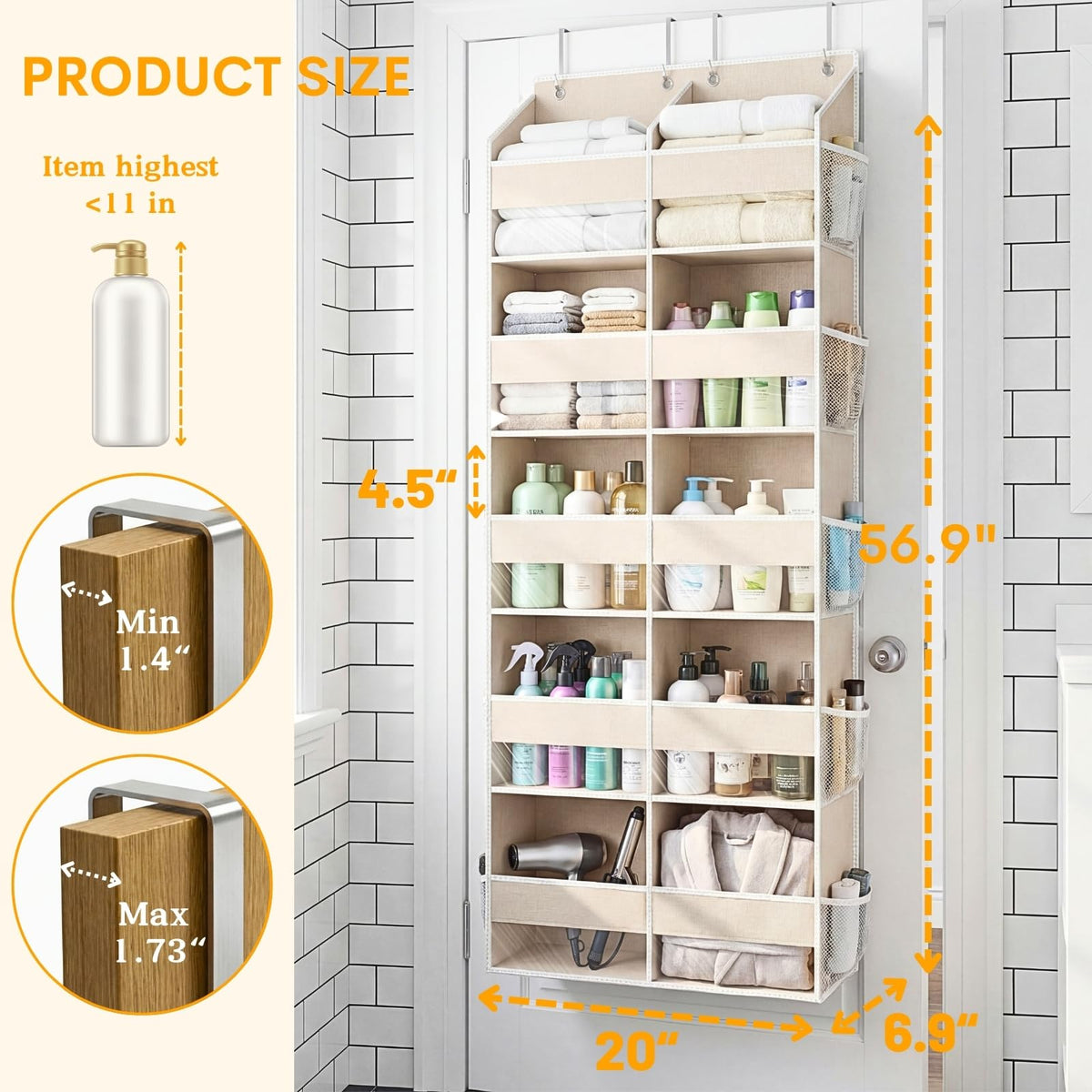 Ofiray-home over-the-door organizer clear window reveals contents