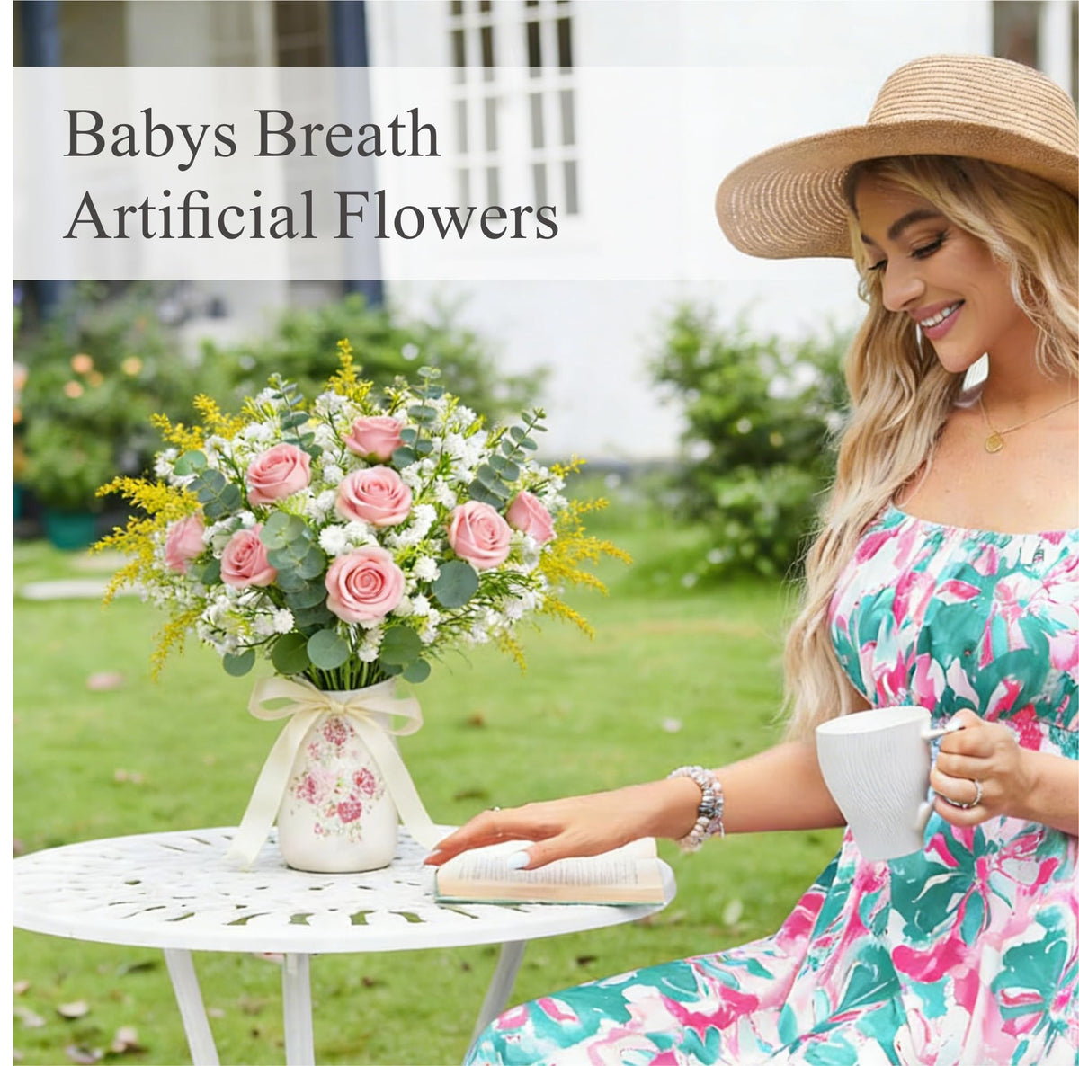 Ofrence white gypsophila pairs well with roses, eucalyptus, and other florals.