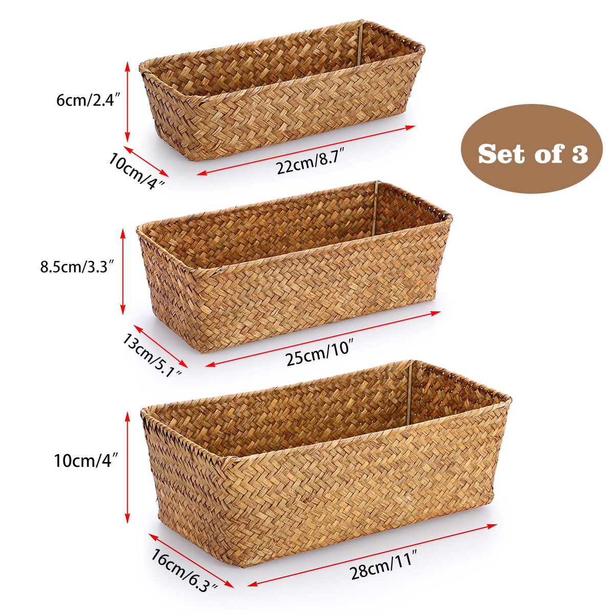 OGANAZI 3 natural wicker basket medium keeps magazines neatly organized.