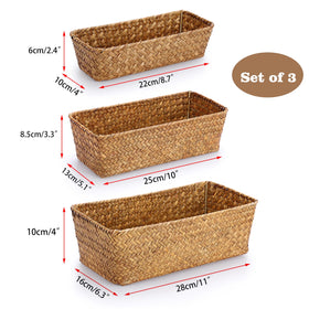OGANAZI 3 natural wicker basket medium keeps magazines neatly organized.
