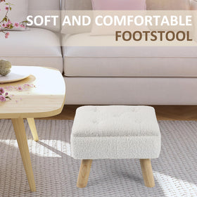 OGEMXU foot-stool-ottoman cream teddy velvet provides comfy seating for cozy corners