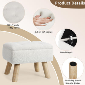 OGEMXU ottoman wood legs cream rectangular complements small spaces while remaining sturdy