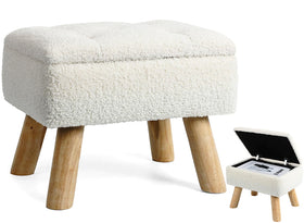 OGEMXU storage ottoman cream with wood legs offers hidden storage for clutter-free rooms