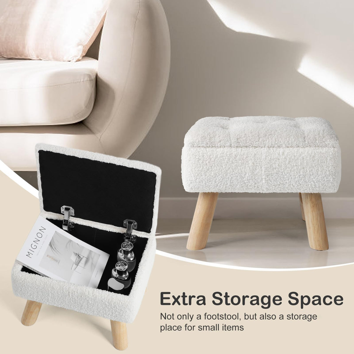 OGEMXU storage-ottoman hidden storage enhances organization in any room