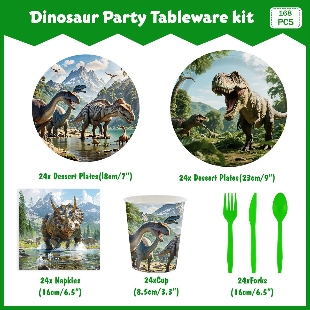 OGHBPPOU Dino World dessert plates add color to treats and party desserts.