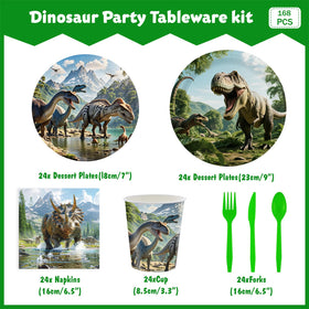 OGHBPPOU Dino World dessert plates add color to treats and party desserts.