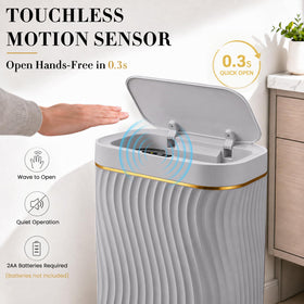 Ogikey 2.6 gal bin shown with compact dimensions for small spaces.