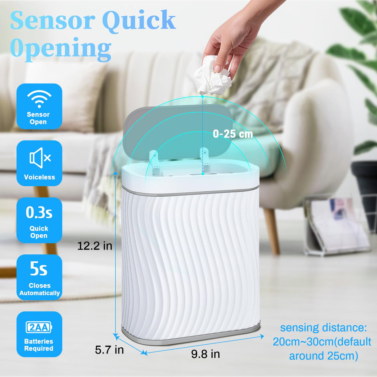 Ogikey trash can sensor activation for convenient touchless waste disposal.