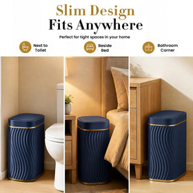 Ogikey wave-design anti-slip trash bin for stable placement