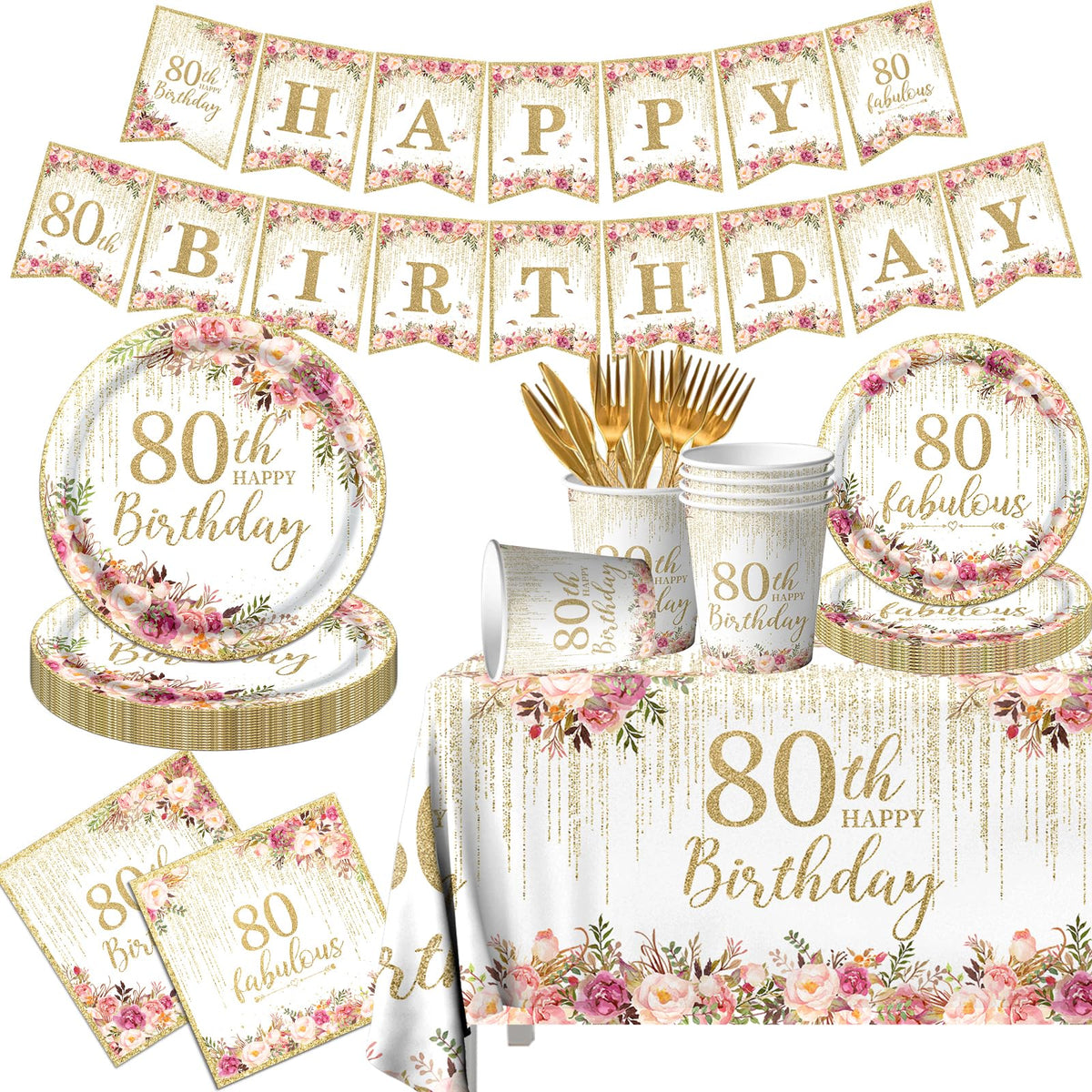 OGMOGKW 80th birthday banner in rose gold adds elegant focal point for celebrations
