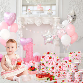 OGMOGKW Berry first birthday napkins with berry and flower design for festive table decor