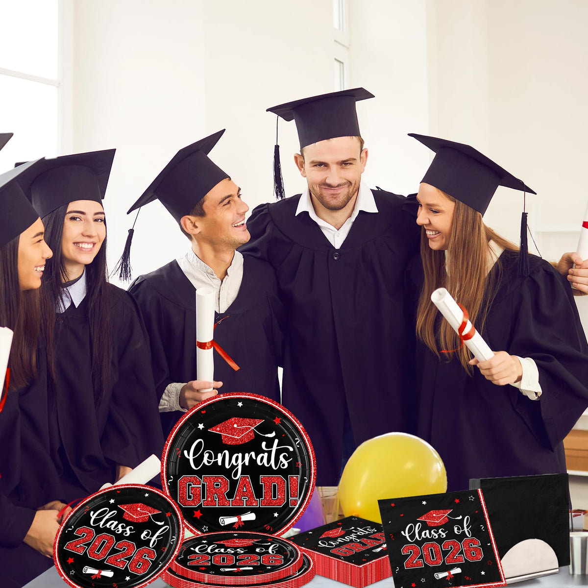 OGMOGKW graduation design caps certificates visuals create instant party ambiance.