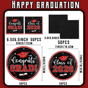 OGMOGKW graduation napkins black provide contrast for stylish table setups.