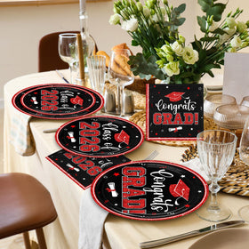 OGMOGKW graduation napkins red reinforce color coordination and quick cleanups.