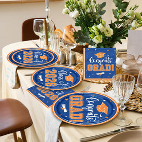OGMOGKW orange-blue graduation napkins, premium disposable for quick cleanup.